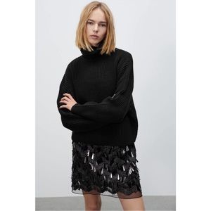 Zara Black High Neck Oversized  Sweater
